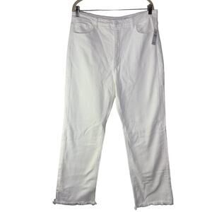 Buckle Kancan Women's 32 Long 90s Straight Jeans‎ White Denim Frayed Hem NWT